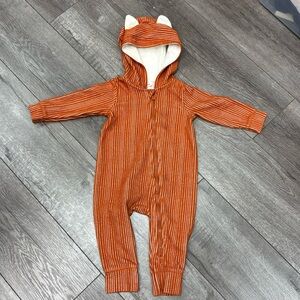 Baby Cat & Jack one piece full zip outfit size 6-9 months with hood and ears